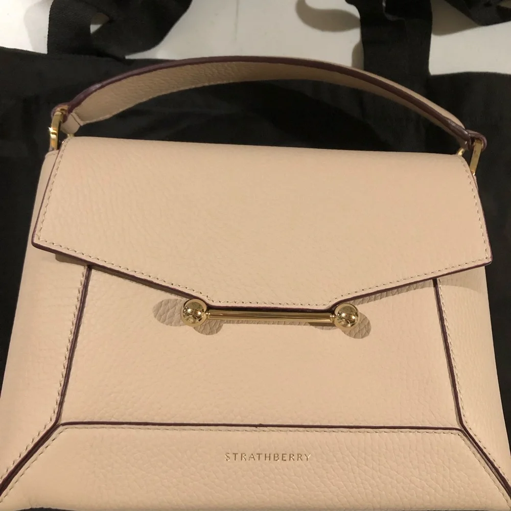 Strathberry Calf Leather Mosaic Top Handle Crossbody Bag in Oat Gold Hadware NWT - Picture 12 of 16